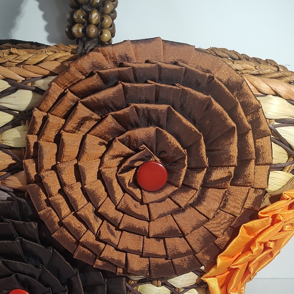 Chico's Brown and Orange Tote with Rosette Accents - Picture 3 of 16